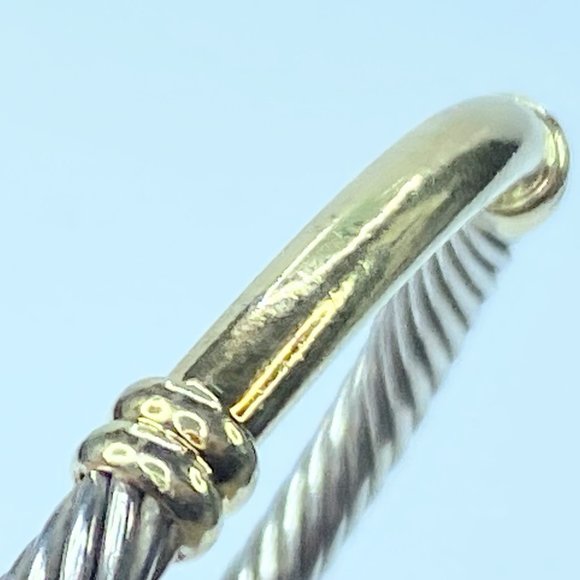 David Yurman Sterling 925 18K station Rope Cable cuff bangle 28.4g 7.5" JR7989 - Picture 9 of 11